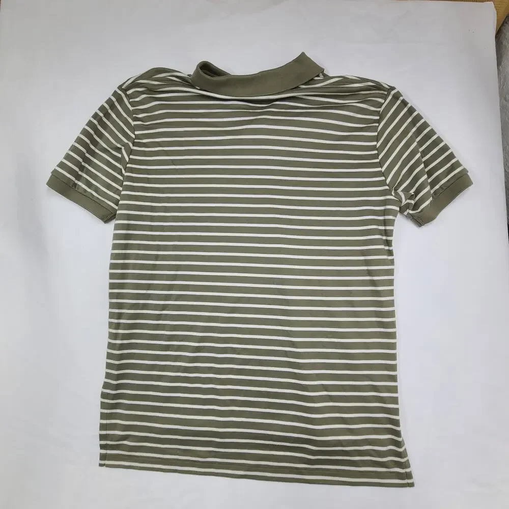 Polo Ralph Lauren men's short-sleeved polo shirt Green White Stripe Cotton L